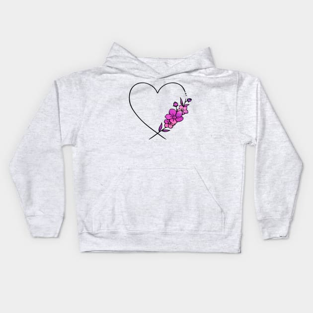 Heart with flowers Kids Hoodie by Amasea